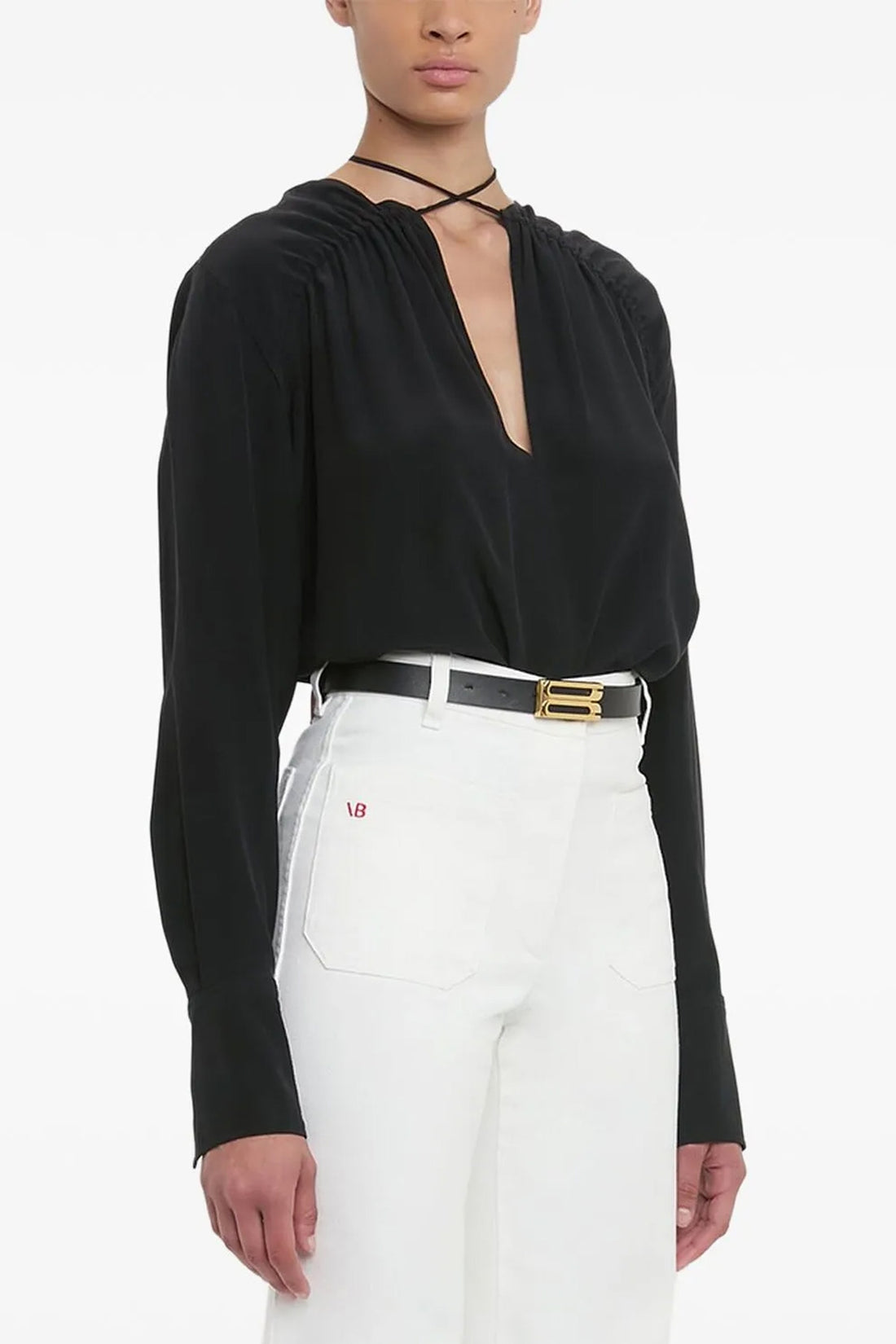 VICTORIA BECKHAM 4 gather detail tie silk blouse