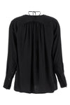 gather detail tie silk blouse