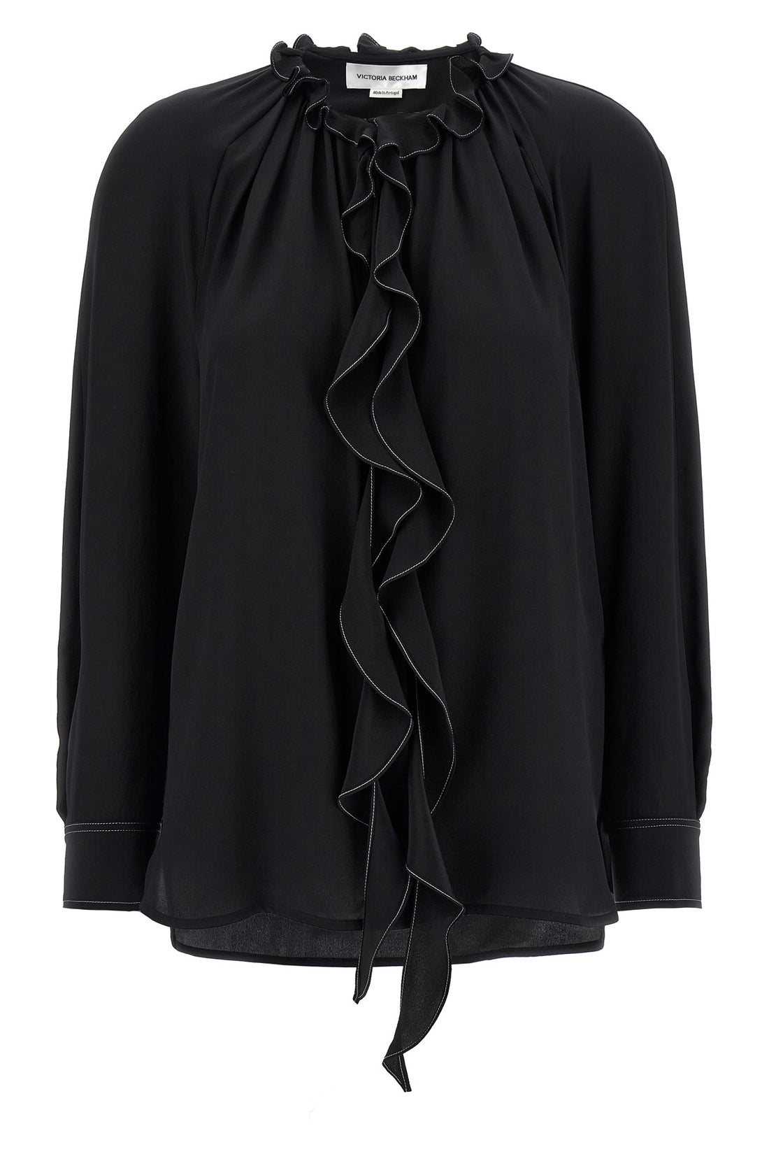 VICTORIA BECKHAM 10 ruffle tactile silk blouse