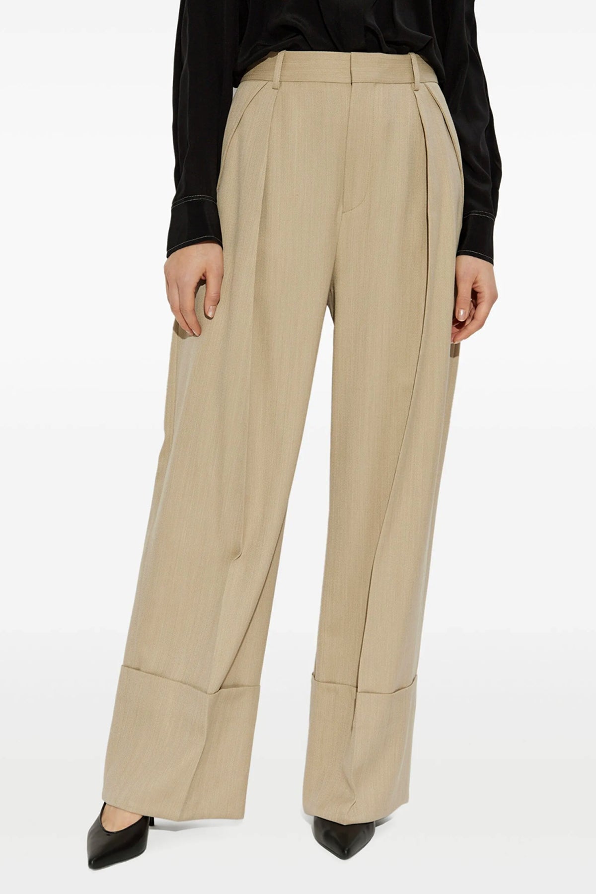 high-waisted wool pants