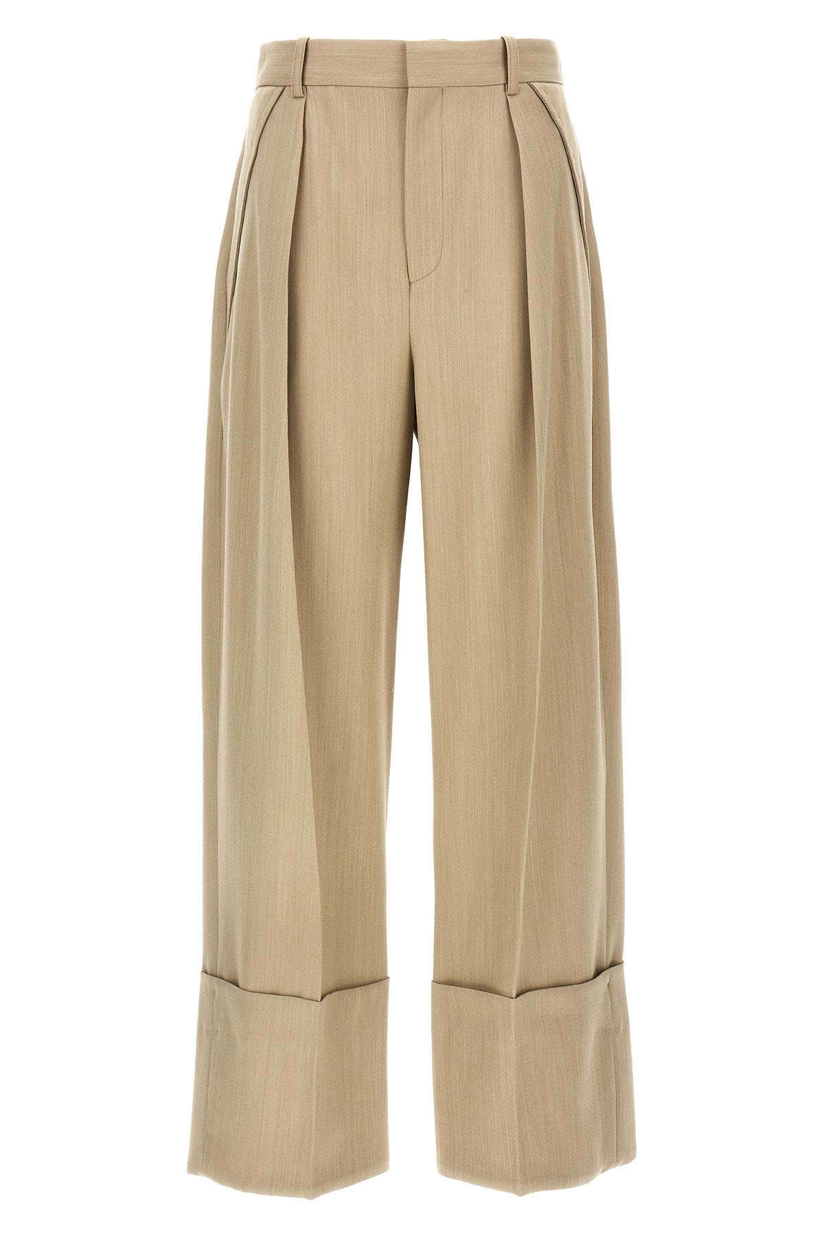 high-waisted wool pants