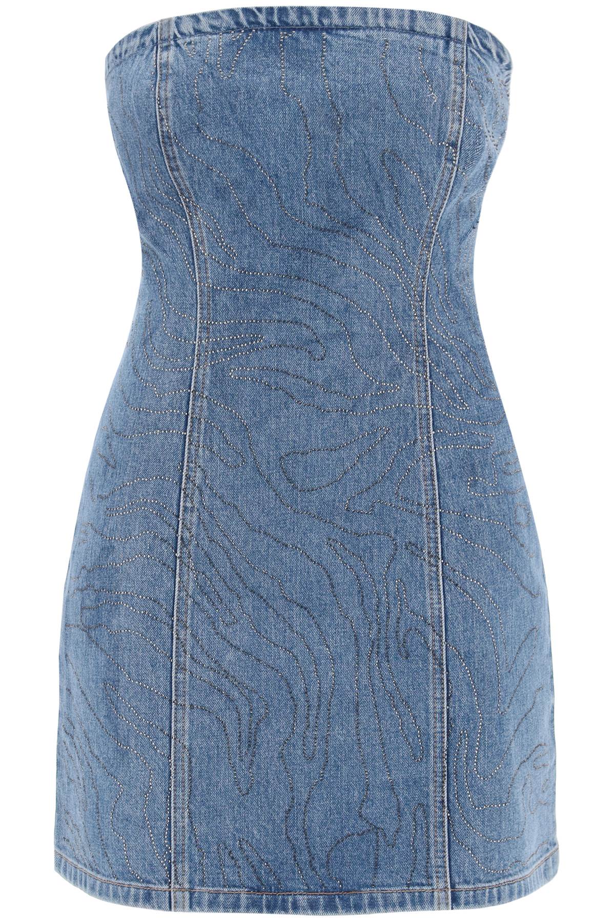 denim mini dress with rhin