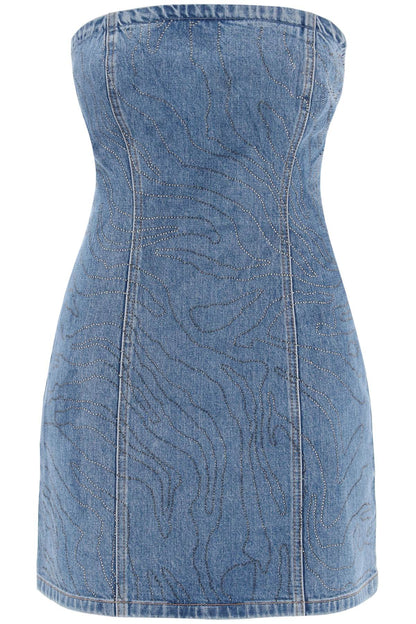 denim mini dress with rhin