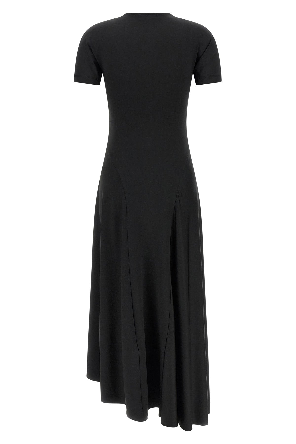 zipped front midi dress in stretch fabric