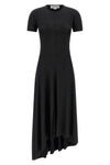 zipped front midi dress in stretch fabric