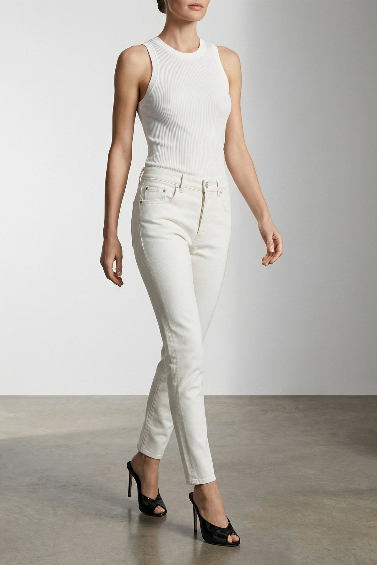 rib tank ribbed stretch cotton top