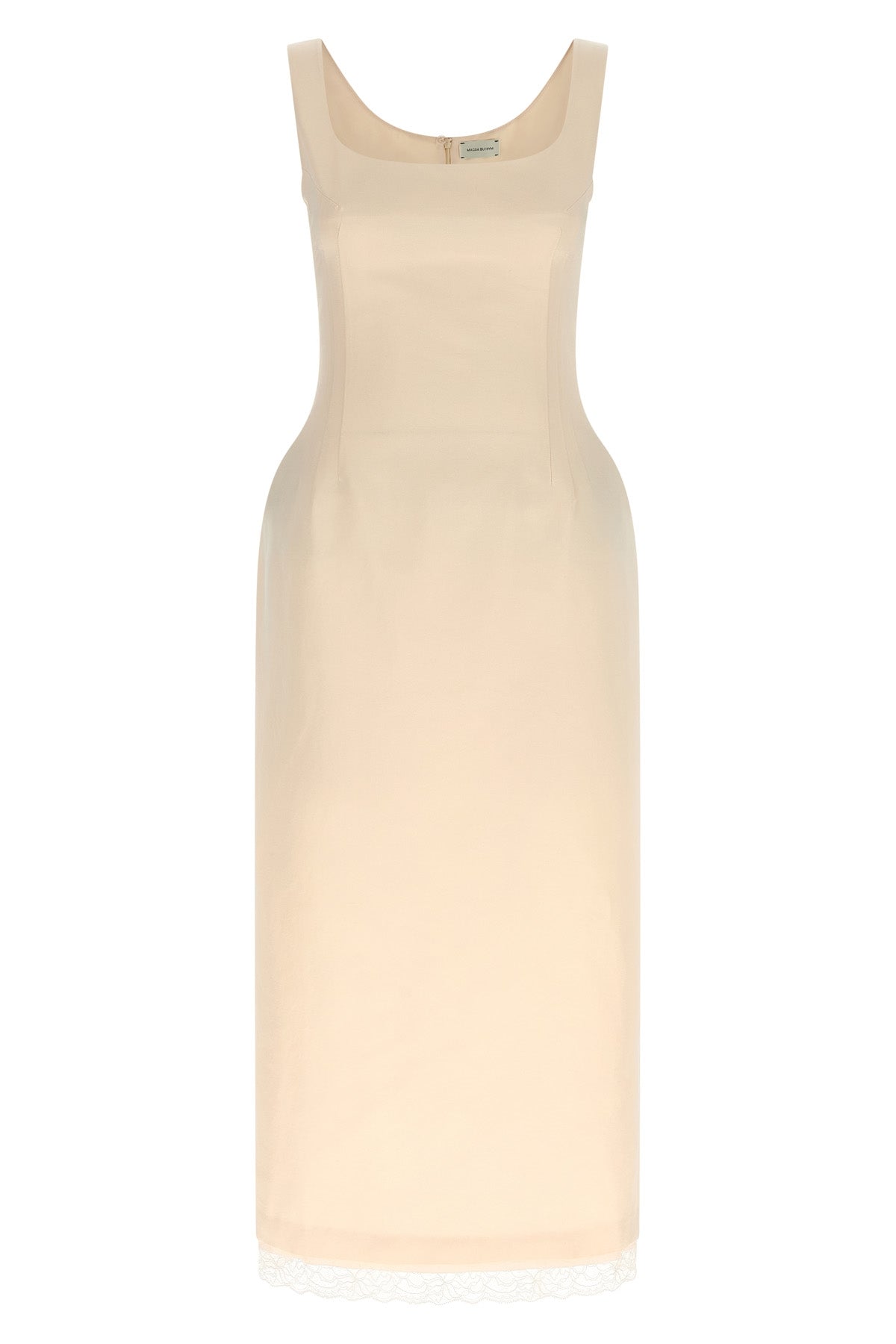 the magda butrym 19 midi dress defines an hourglass silhouette through impecca