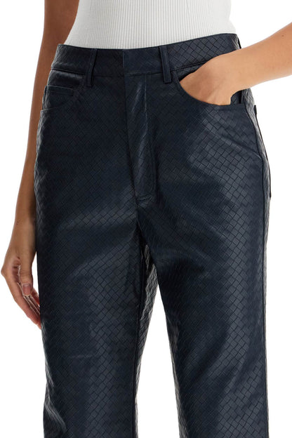 straight leg pants with woven pattern design