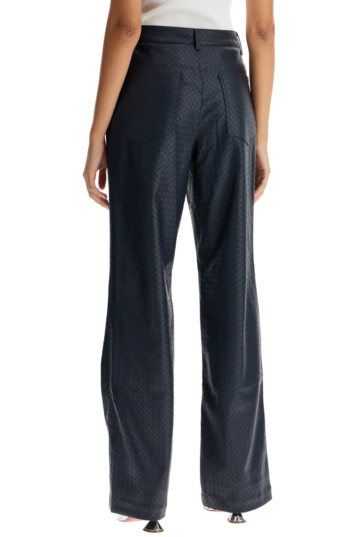 straight leg pants with woven pattern design