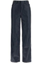 straight leg pants with woven pattern design