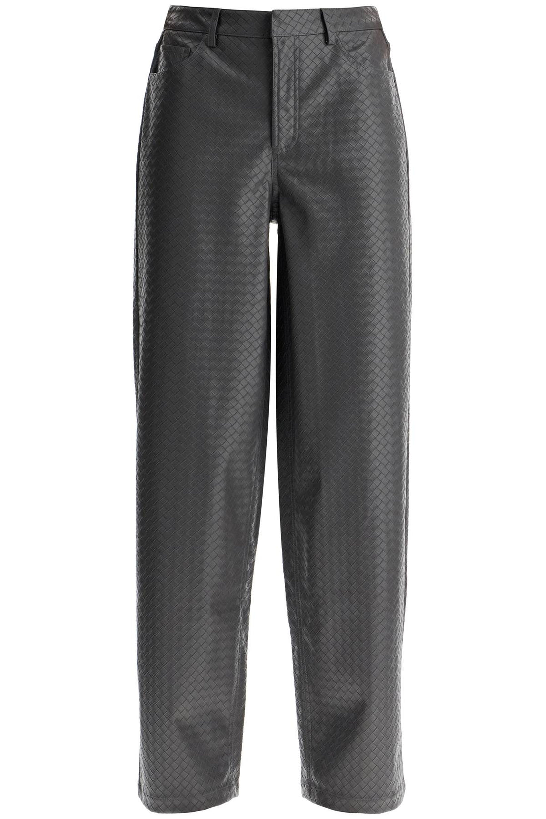 wide woven patterned trousers with a