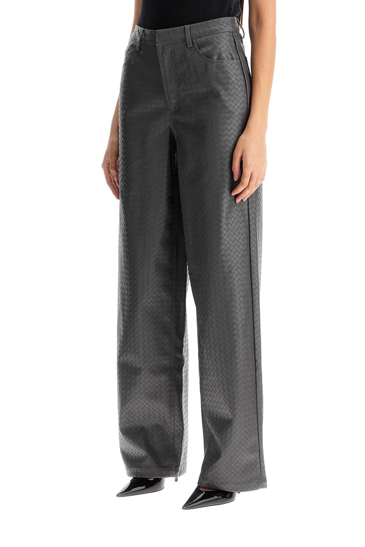 wide woven patterned trousers with a