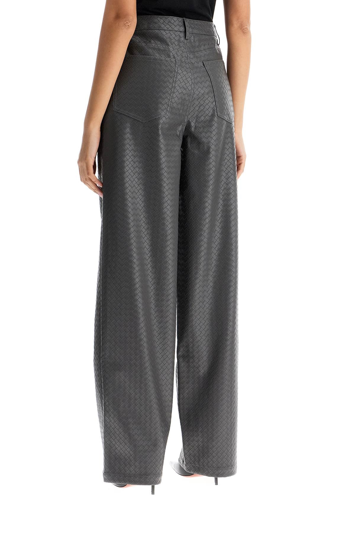 wide woven patterned trousers with a