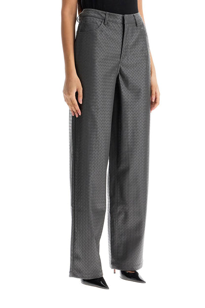 wide woven patterned trousers with a