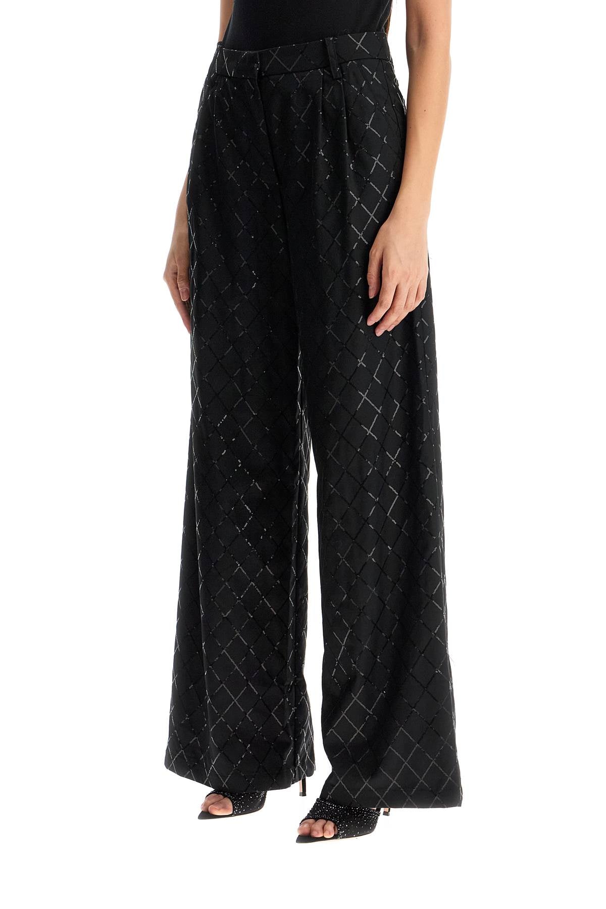 wide pants with sequins.