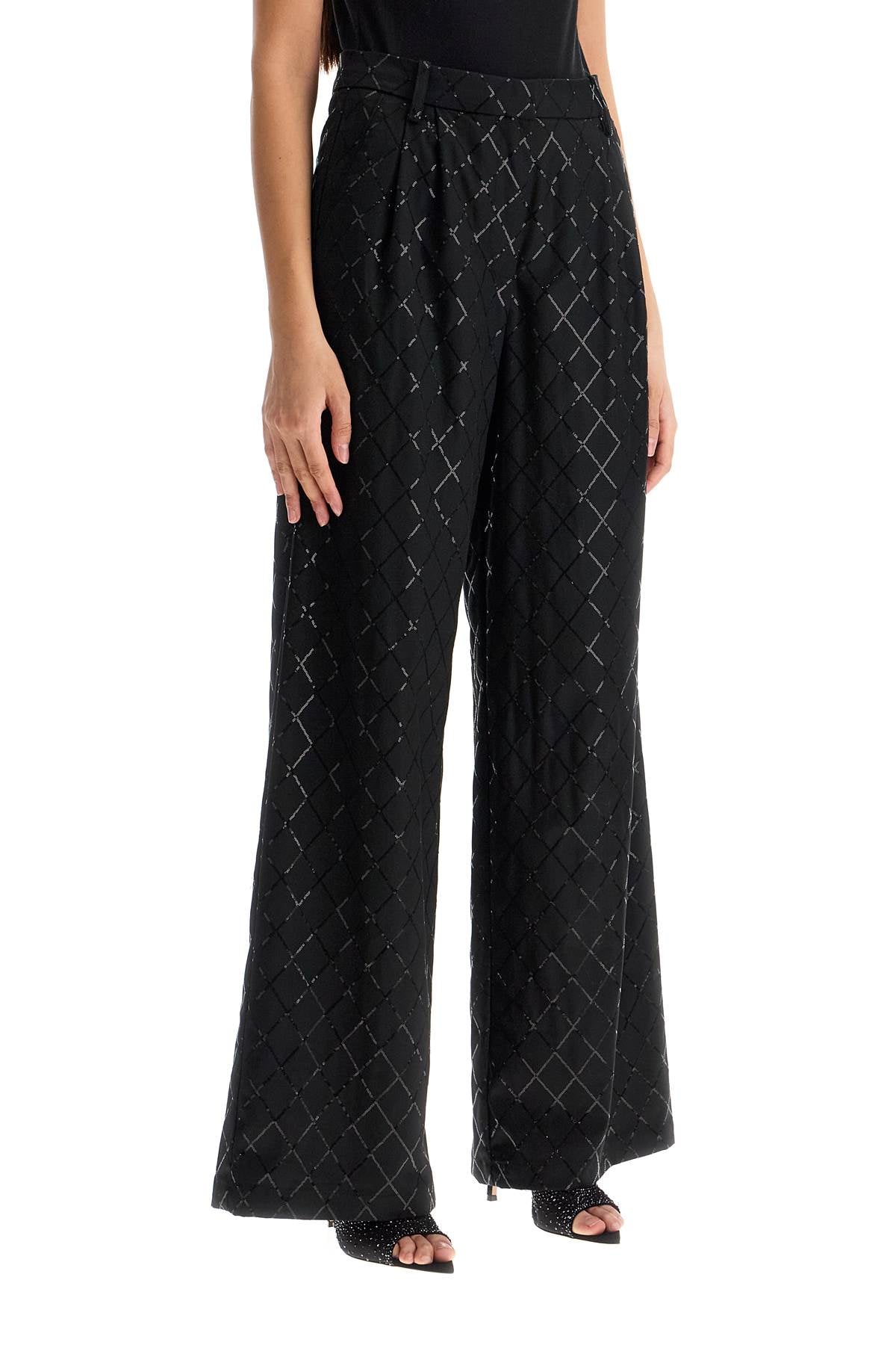 wide pants with sequins.