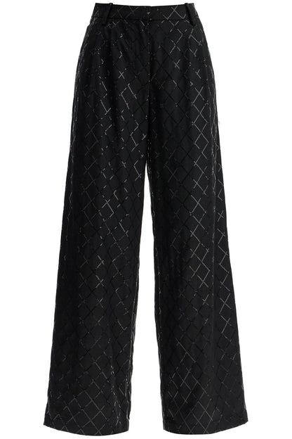 wide pants with sequins.