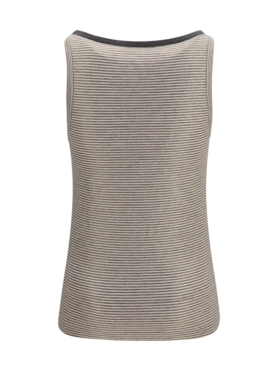 BRUNELLO CUCINELLI L striped linen lamé jersey tank top with glossy finishes