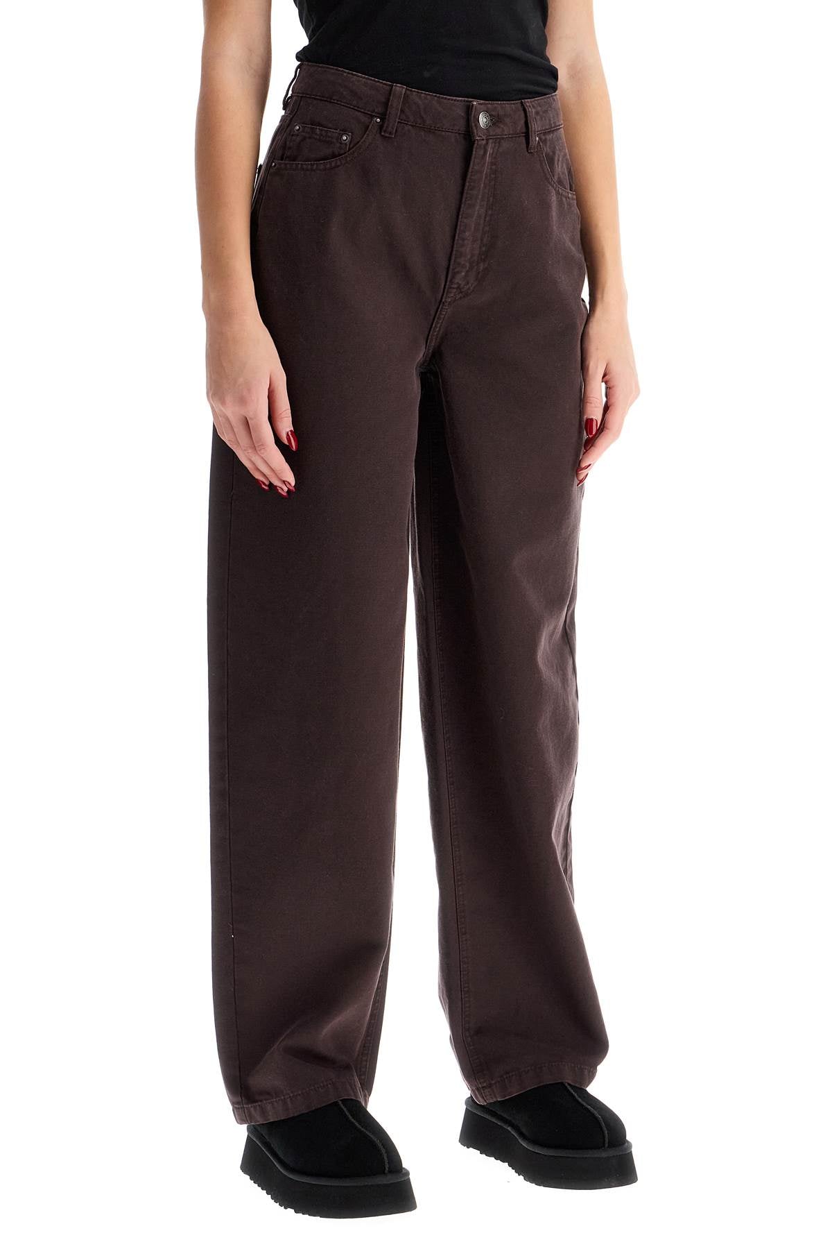 wide leg five-pocket pants with a relaxed