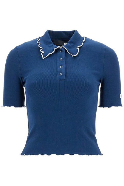 fitted polo shirt with contrasting hems