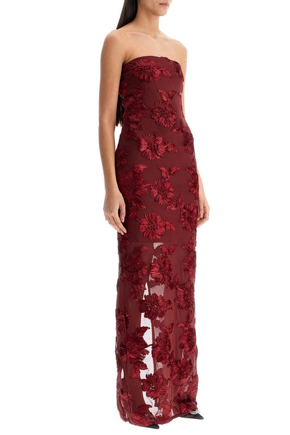 long mesh dress with embroidered flowers.