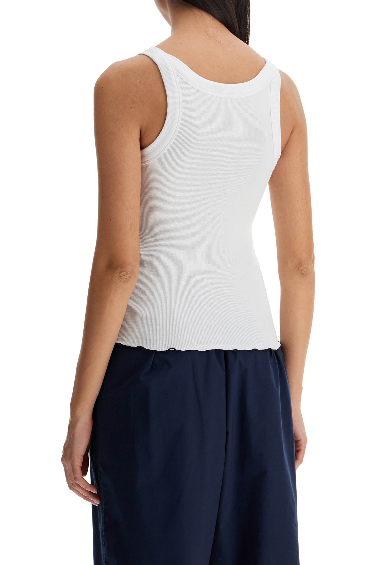 ribbed tank top with logo label