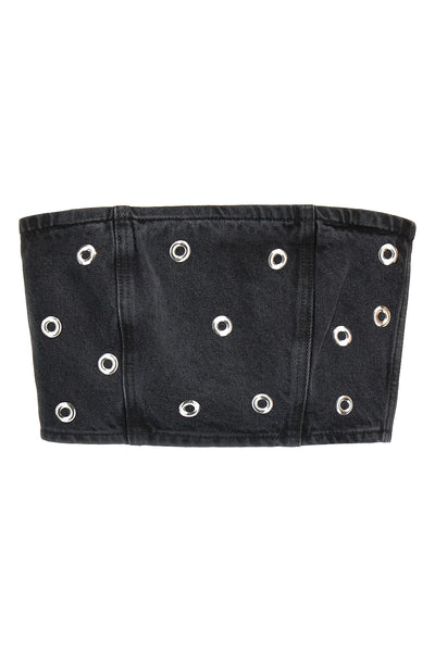 studded denim cotton denim top