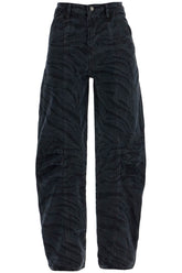 animal print barrel jeans