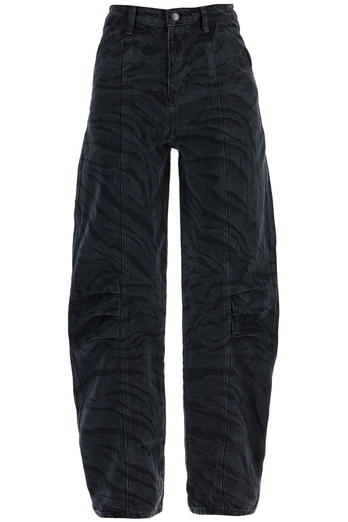 animal print barrel jeans