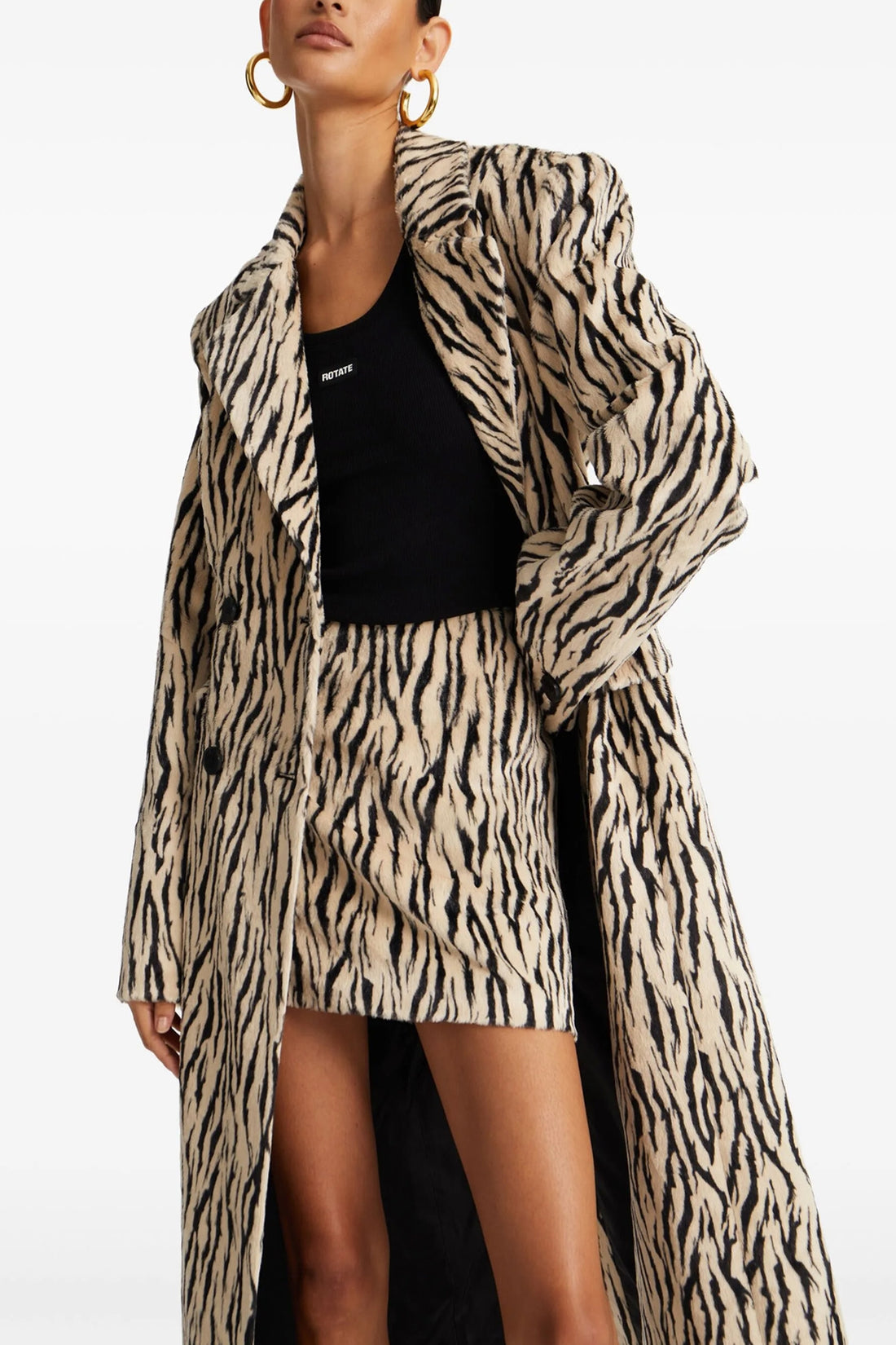 ROTATE BIRGER CHRISTENSEN 34 printed faux fur miniskirt in fur-effect fabric