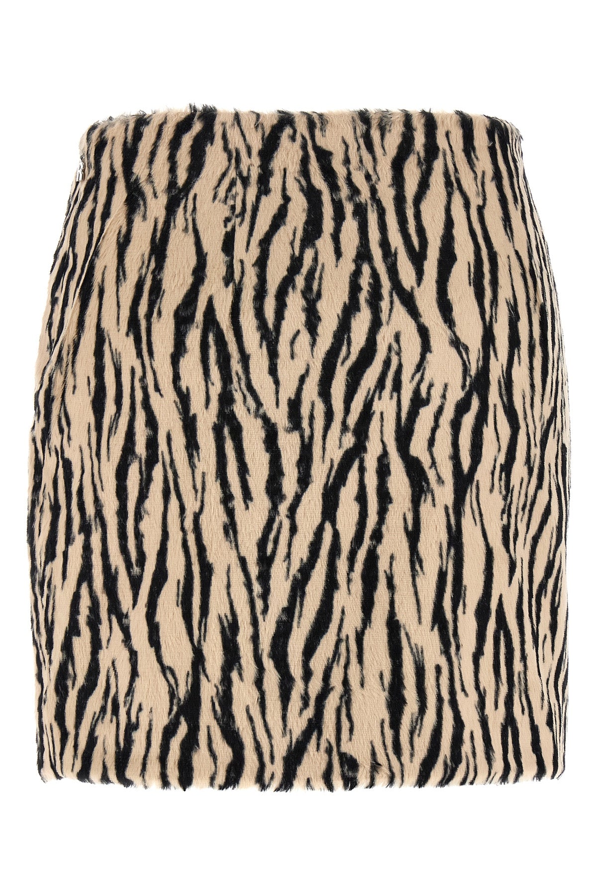 printed faux fur miniskirt in fur-effect fabric