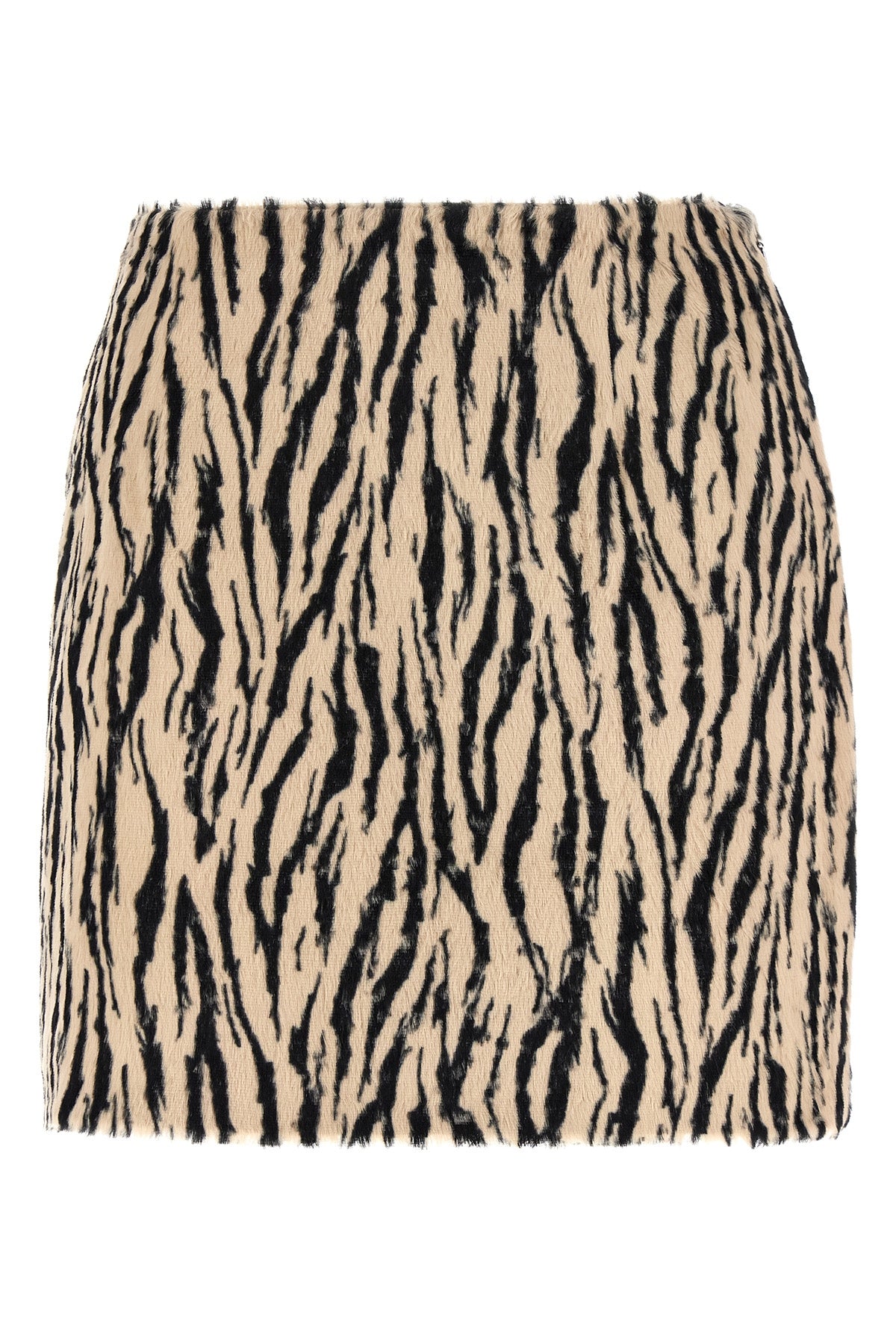 printed faux fur miniskirt in fur-effect fabric