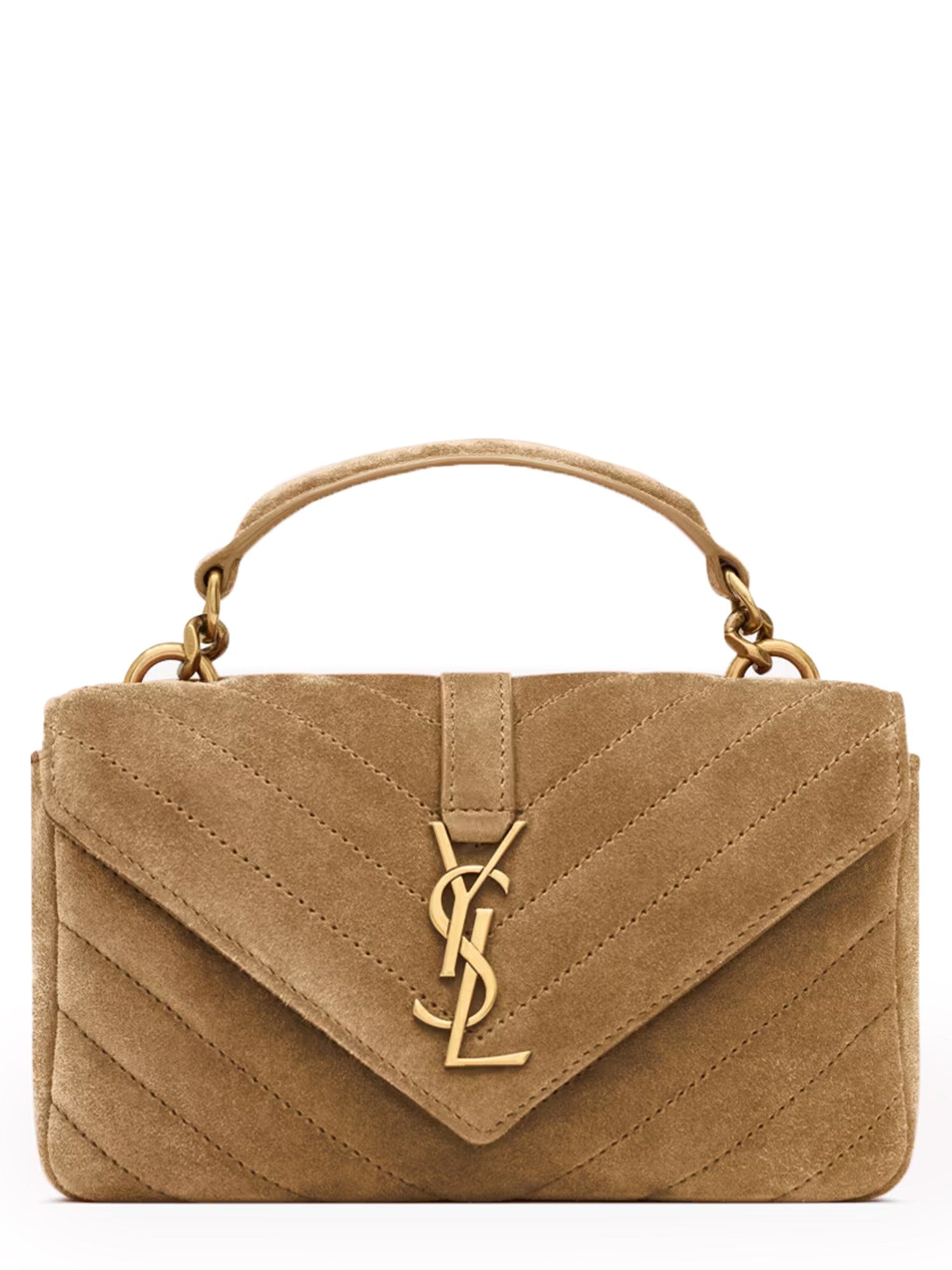 SAINT LAURENT College Mini Suede Leather Shoulder Bag