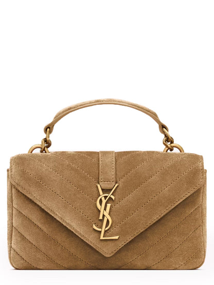 SAINT LAURENT College Mini Suede Leather Shoulder Bag