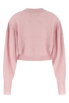 knit puff cropped sweater in alpaca and wool blend