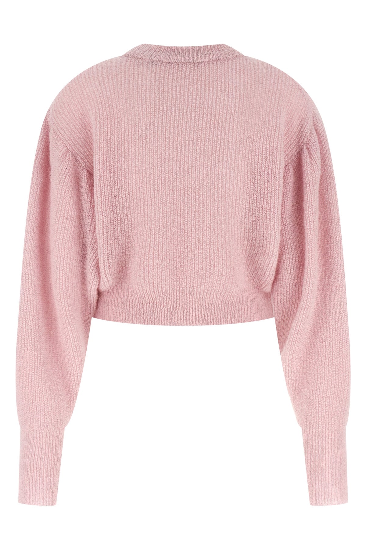 knit puff cropped sweater in alpaca and wool blend