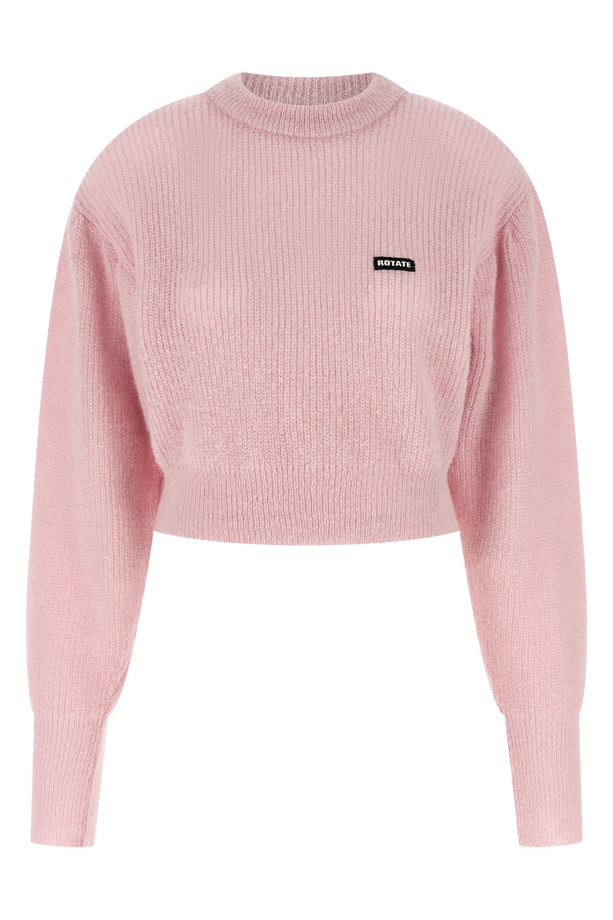 knit puff cropped sweater in alpaca and wool blend
