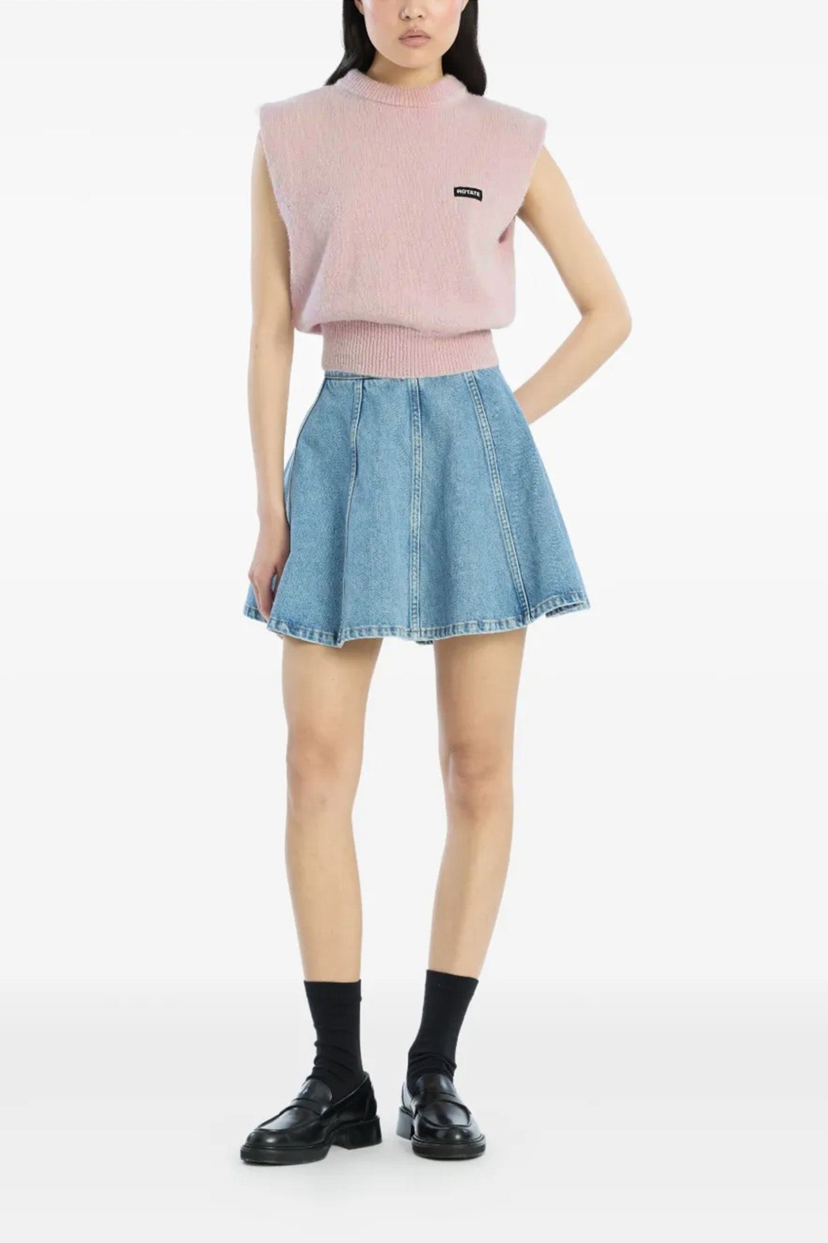 knit cropped cropped vest in alpaca and wool blend