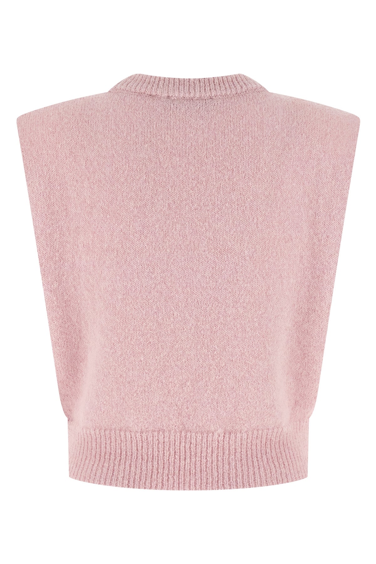knit cropped cropped vest in alpaca and wool blend