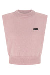 knit cropped cropped vest in alpaca and wool blend