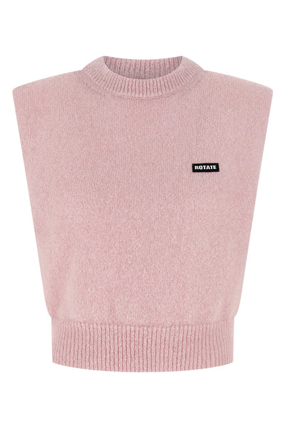 knit cropped cropped vest in alpaca and wool blend