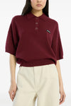 slinky knit polo shirt in stretch merino wool blend