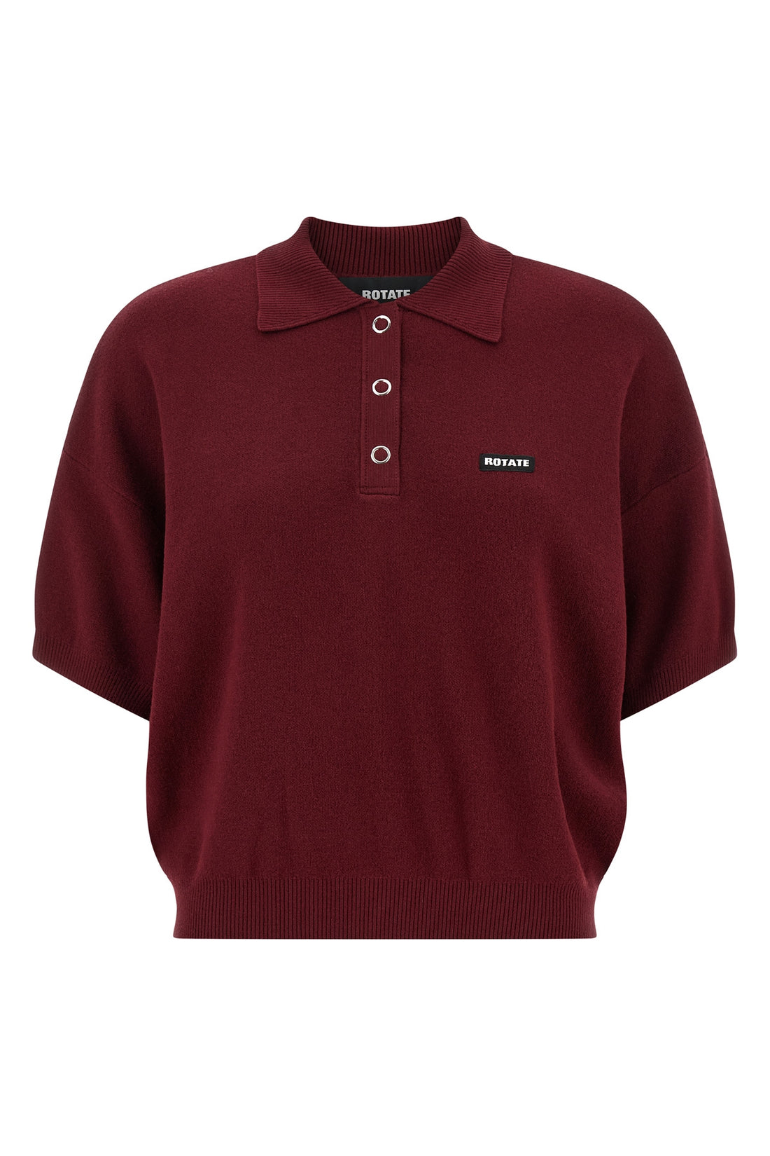 ROTATE BIRGER CHRISTENSEN M slinky knit polo shirt in stretch merino wool blend