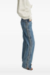 laced straight leg cotton denim jeans