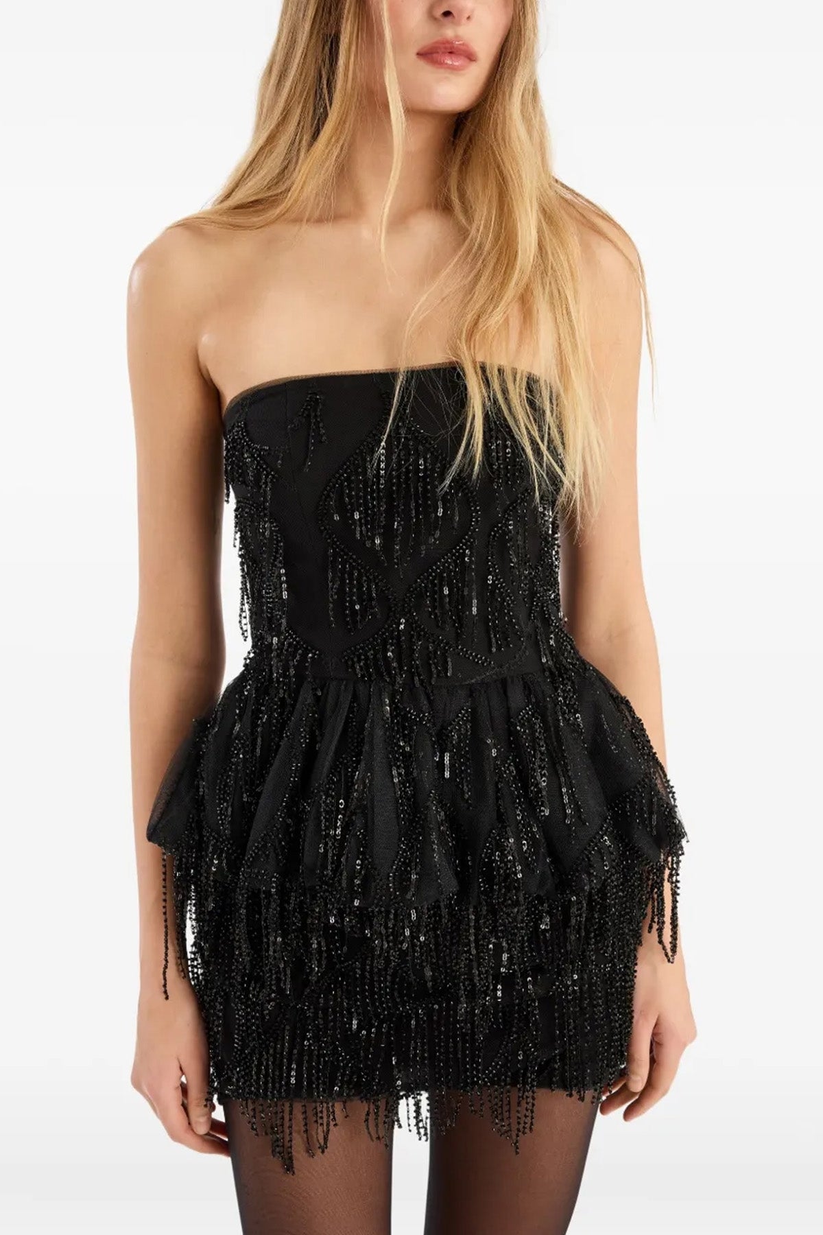 sequins bubble sleeveless mesh top