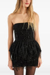 sequin embroidered fabric mini skirt finished