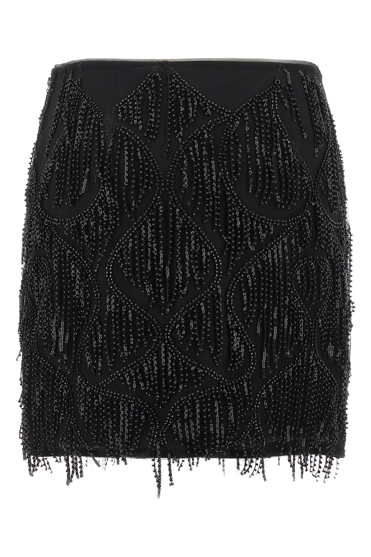 sequin embroidered fabric mini skirt finished