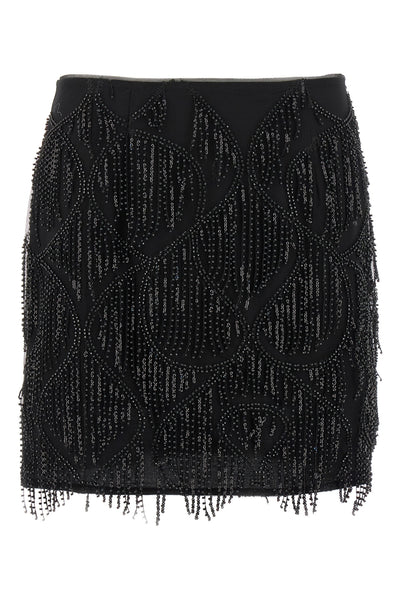 sequin embroidered fabric mini skirt finished
