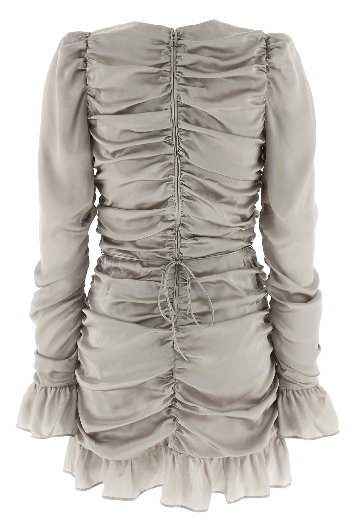 ls mini bow shiny silk dress
