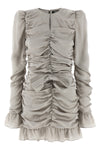 ls mini bow shiny silk dress